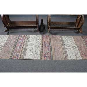 Tapis turc 2,6 x 8,9 pieds, tapis vintage rayé bleu en laine - Product Image 3