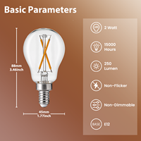 Ampoule LED A15 en gros, 2W, 250LM, CRI90, 120V, verre transparent, lampes à filament LED, E12 E26, utilisation pour la maison, l'hôtel, convient aux luminaires