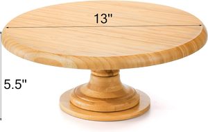 Plato giratorio de pastel de madera, soporte de pastel de 13 pulgadas, mesa rústica giratoria, soporte de Pedestal redondo para cupcakes, bandeja de soporte para pasteles de bambú de granja - Product Image 3