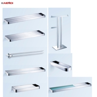 Porte-serviettes fixe en acier inoxydable avec étagère de rangement et 2 barres, design moderne pour appartements, salles de bain, hôtels