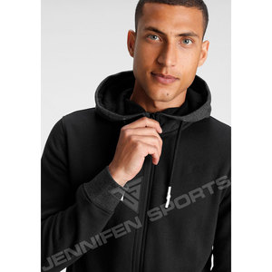 Sweat à capuche zippé surdimensionné en coton pour homme, coupe carrée, imprimé numérique, teint uni, épais, style streetwear d'hiver, grandes tailles - Product Image 5
