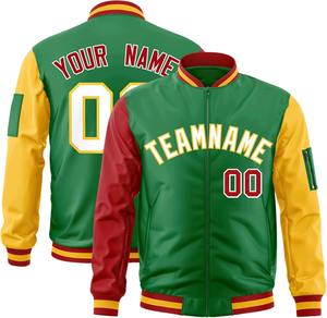 Equipo personalizado Logo Bordado Personalizado Universidad Bomber Zip Up Estilo Brazo izquierdo Cremallera Bolsillo Contraste Mangas Varsity Chaqueta - Product Image 1