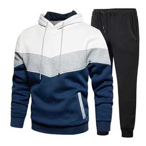 Survêtement à panneaux personnalisés avec deux panneaux sur le sweat à capuche coupe élégante et pantalon noir Survêtement décontracté confortable - Product Image 2