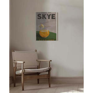 Póster de viaje de la isla de Skye, Escocia, elegante arte de pared en lienzo con diseño de cóctel escocés - Product Image 1