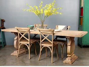 MRS WOODS New Designs tavoli da pranzo in <span class=keywords><strong>legno</strong></span> di <span class=keywords><strong>olmo</strong></span> di recupero rustico grosso con piano spesso della fattoria - Product Image 6