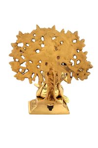 SHUBHAM Handicrafts 8 pulgadas latón dorado sentado Krishna con árbol decorativo hogar Showpiece artesanías de Metal - Product Image 5