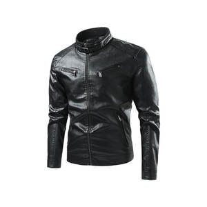 Wholesale Customized Embossed Logo Mens <b>Leather</b> Jacket Outdoor Use Waterproof Reversible Patchwork Design Stand Collar Winter - Product Image 3