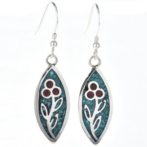 ต่างหูฝังปะการังสีฟ้าครามแบบห้อย0046 - Product Image 3