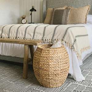 Panier de rangement tissé avec couvercle, ottoman élégant, panier de rangement tissé à la main, vente en gros, écologique, fabriqué par VgreenArt au Vietnam - Product Image 5