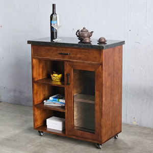 เคาน์เตอร์ครัวเคลื่อนที่รุ่นใหม่ ขนาด 80x40x85 ซม. รุ่น KISL004 พร้อมท็อปไม้ยางพาราและเคาน์เตอร์หิน วัสดุไม้โอ๊ค - Product Image 2