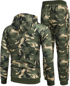 Ensemble de pantalons de survêtement à capuche de sport décontractés High Street pour hommes conception personnalisée survêtement évasé avec coupe carrée survêtements de camouflage à la mode - Product Image 2