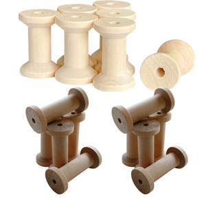 Bobines en bois, finition naturelle, bois brut, pour la couture, projets de bricolage, fournitures artisanales et utilisation en studio créatif - Product Image 3