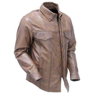 Camisa de cuero personalizada más vendida, los mejores precios, elegante diseño personalizado, camisa negra de manga corta de cuero con botones para hombres - Product Image 3