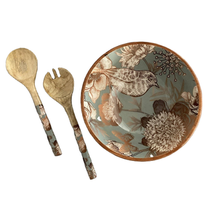 Tazón de madera personalizado para servir con dos cucharas Tazón de color de madera natural para usos domésticos y de restaurantes - Product Image 6