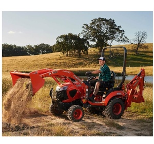 Tracteur compact Kubota BX23S avec pelle rétrocaveuse et chargeur, moteur diesel 23 CV, 4 roues motrices, machine agricole multifonctionnelle - Product Image 5