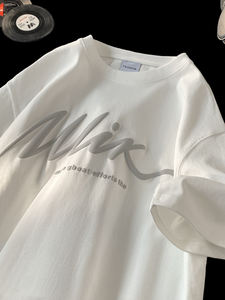 T-shirt imprimé bouffant Streetwear pour hommes personnalisé OEM d'usine T-shirt surdimensionné en coton Chemise à logo en relief 3D - Product Image 5