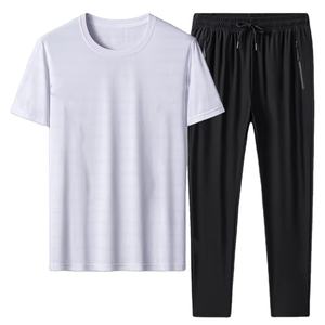 Ensemble de survêtement décontracté et écologique pour homme, manches longues, personnalisable, 2 pièces (pantalon et chemise), couleur unie - Product Image 4