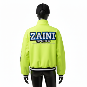 Veste softshell pour femme vert fluo polyester premium extensible respirant logo en chenille personnalisé Veste softshell pour femme - Product Image 2