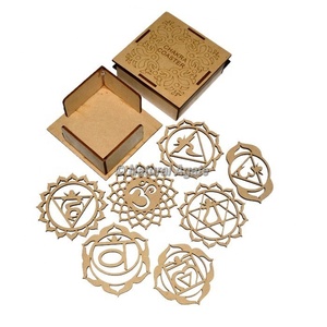 Dessous de verre en bois décoratif Chakra Arbre de vie chakra Dessous de verre en bois Pierres naturelles Reiki Orgonite Table de cuisine Tasse à thé Dessous de verre - Product Image 4