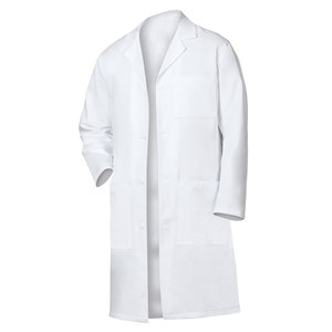Bata de Laboratorio Unisex Blanca de Algodón Tejido, Uniforme de Hospital de Manga Larga con Bolsillos para Uso Médico - Product Image 5