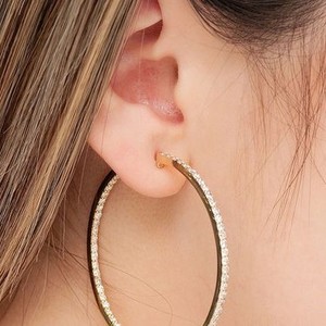 Boucles d'oreilles élégantes en argent sterling 925 avec grand cercle Moissanite VVS diamant pour femmes fabricant de mode en gros - Product Image 3