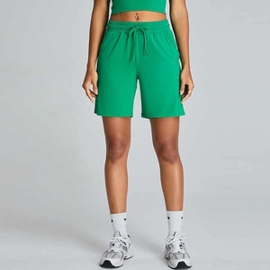 Léger Premium haute qualité femmes été plage Fitness Gym Shorts ensembles motif à carreaux personnalisé taille haute taille élastique - Product Image 2