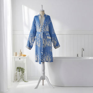 Peignoir en coton tissé 100% pour femmes et hommes, été/printemps, respirant, séchage rapide, longueur intégrale, fabriqué en Turquie - Product Image 2