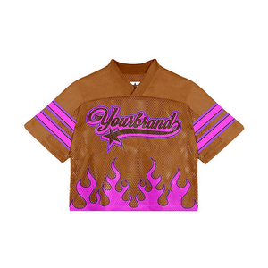 Custom Flame Graphic Mesh Jersey Printed Logo Breathable <b>Fabric</b> Trendy Street Style Shirt Premium Custom Clothing Manufacturer - Product Image 1