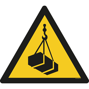 LongLife Self-Adhesive PVC Floor Marking Sign 600mm Diameter Warning Suspended Load LG-SIGN-600-64 - Product Image 1