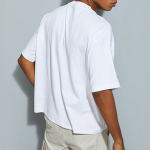 T-shirt pour homme en coton et fibre de bambou de haute qualité, couleur unie, surdimensionné, lourd, vintage, taille plus, respirant, uni - Product Image 6