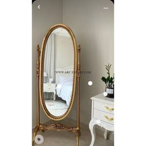 Grand miroir doré pour décoration murale, miroir mural rond pour salle à manger avec feuilles amovibles et cadre en métal, accessoires de miroir décoratif - Product Image 6