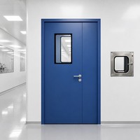 Porte battante hermétique double en acier inoxydable pour salles blanches, laboratoires, industries pharmaceutiques et environnements contrôlés