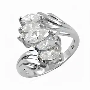 Anillo de Plata 925 con Gema Talla Marquesa para Mujer, Forma de Corazón, Chapado en Oro de 18K, Elegante, Regalo de Joyería - Product Image 3