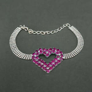 Urthn Fashion <b>Beaded</b> <b>Bracelet</b> Purple Austrian Stone Heart Shaped Silver Plated - Product Image 1