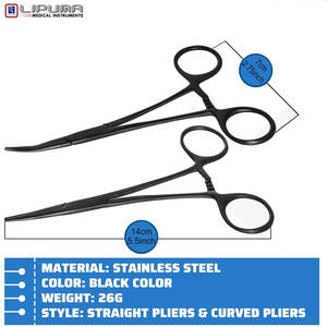 Fórceps Kelly hemostáticos con revestimiento negro Premium Sistema de bloqueo seguro Acero inoxidable de grado quirúrgico de alta calidad - Product Image 4