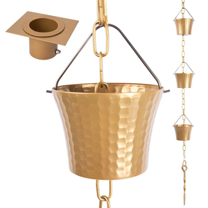 Cadena de Lluvia de Metal Hecha a Mano con Diseño Único, Acabado en Cobre, Copas con Forma de Tulipán, Decoración de Jardín para Exteriores, Adorno - Product Image 4