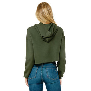 Sweat à capuche court pour femme en molleton brut, broderie 3D, 52% coton peigné filé en anneau Airlume, 48% polyester, vert, épaules tombantes, à capuche - Product Image 3