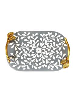 Bandeja de Servicio Clásica Decorativa de Alta Calidad para el Hogar y la Sala de Estar, con Incrustaciones de Hueso y Asa de Metal, Producto Pulido Hecho a Mano - Product Image 6