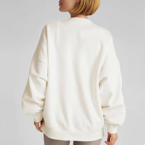 Nuevo Diseño Otoño Invierno Sudaderas Lisas para Mujer Corte Holgado Cuello Redondo Logotipo Frontal Color Personalizado Servicio OEM 100% - Product Image 4