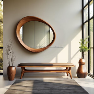 KALATRI Handmade Eco-Friendly Lightweight Classic Art Deco Asymmetrical Irregular Wavy Large Glass Vanity Wall <b>Mirror</b> Real - Product Image 1