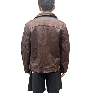 Chaqueta de Cuero Genuino para Hombre, Estilo Vintage, Personalizada OEM, al por Mayor, Lisa, Resistente al Viento, para Motocicleta, de Invierno - Product Image 5