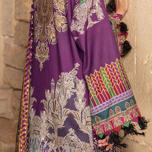 Nouvelle collection de créateurs ethniques punjabi 2025 dernière conception brodée robe en lin de créateurs pakistanais de couleur violette pour les femmes - Product Image 6
