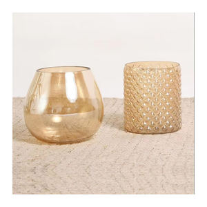 Soportes votivos de vidrio texturizado dorado para uso en bodas y fiestas en casa - Product Image 6