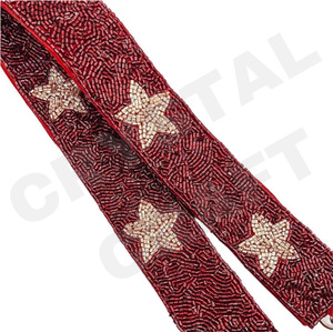 Sangle de sac à main perlée de football personnalisé sangles de sac de perles de rocaille en or blanc sangle perlée personnalisée pour sacs - Product Image 3