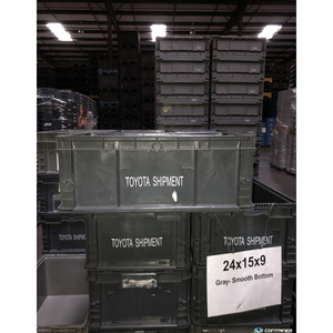 Used 24"x15"x9" Stackable Shipping and Storage Totes (FOB Mississippi USA) for High Value Manufactured Goods