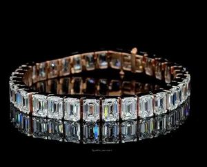 Brazalete de Tenis con Moissanita Corte Esmeralda, Plata de Ley 925, Brazalete de Diamantes Unisex, Joyería Elegante y Brillante - Product Image 1