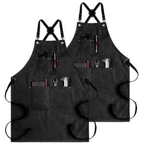 Babero de lona de algodón y poliéster personalizado multiuso peluquero Chef cocina café hogar jardín barbacoa delantales de cuero con bolsillos para herramientas - Product Image 6