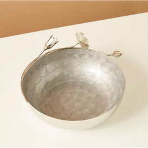 Bol de service en métal doré de qualité supérieure bol de centre de table décoratif avec accent floral parfait pour servir des collations - Product Image 2