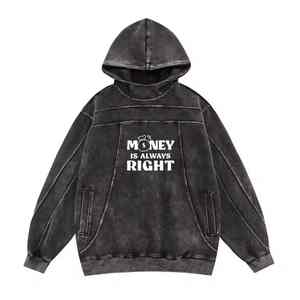 Luxe uni 600gsm blanc épais coton lourd 100% mélange polaire unisexe hiver à capuche longueur régulière Double fermeture éclair personnalisé - Product Image 2