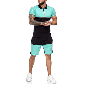 Costume de mode décontracté d'été à la mode pour hommes grande taille chemises à simple boutonnage et pantalon droit longueur genou à manches courtes - Product Image 1